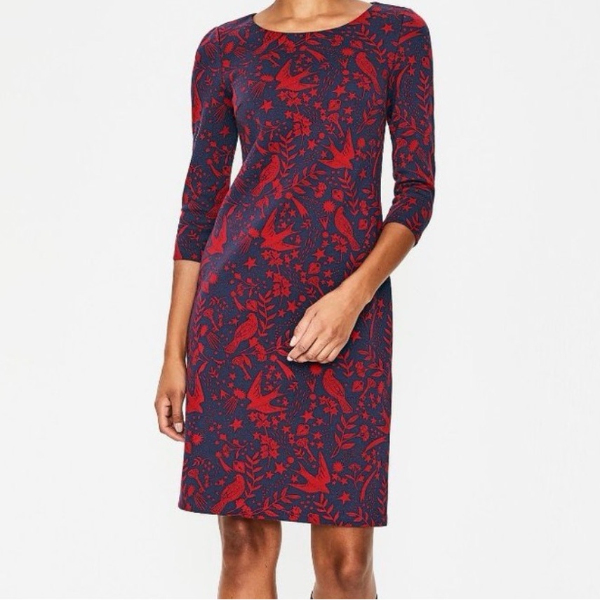 Boden Winifred Mystic Woodland Jacquard Jersey Knit Sweater Dress 4